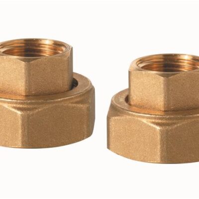 ALG15.156B – Racores DN10 rosca interna para válvula de 6 vías, con rosca externa G 1″ / Rp 1/2″. Consiste en 6 tuercas ciegas con manguitos e insertos y 6 juntas planas.