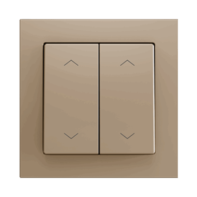 ZS552PB4CC – ZS55. Pulsador Soft doble para 4 entradas binarias 55×55 mm – Champagne – Personalizado. Mínimo 100 unidades por diseño.