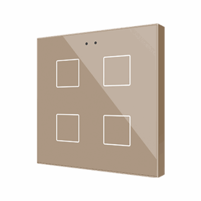 Flat 4v2 – Pulsador capacitivo de cristal. Sensor Tª – 4 botones – Champagne.