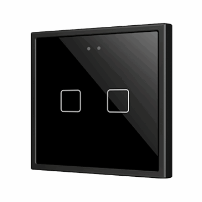 ZVIF70X2A – Flat 70 X2. Pulsador capacitivo de cristal 70×70 – 2 botones – Antracita (marco ZS70 no incluido).
