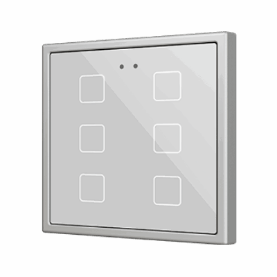 ZVIF70X6S – Flat 70 X6. Pulsador capacitivo de cristal 70×70 – 6 botones – Plata (marco ZS70 no incluido).