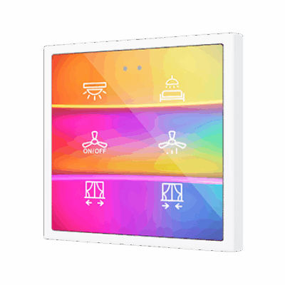 ZVIF70X6 – Flat 70 X6. Pulsador capacitivo de cristal 70×70 – 6 botones – Personalizado (marco ZS70 no incluido).