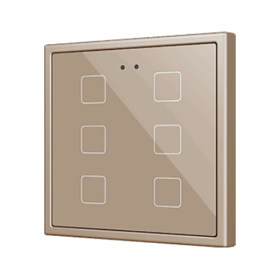 ZVIF70X6C – Flat 70 X6. Pulsador capacitivo de cristal 70×70 – 6 botones – Champagne (marco ZS70 no incluido).