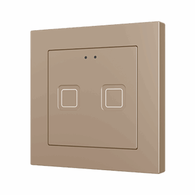 Tecla 55 X2. Pulsador capacitivo de policarbonato 55×55 – 2 botones – Champagne (marco ZS55 no incluido).
