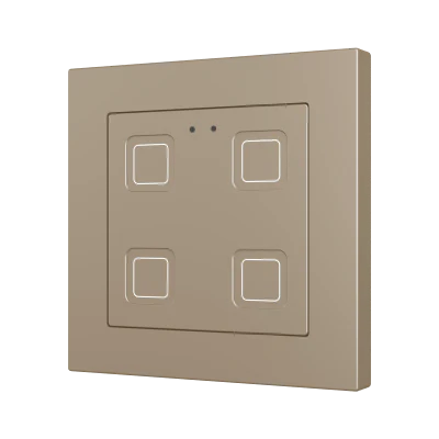 Tecla 55 X4. Pulsador capacitivo de policarbonato 55×55 – 4 botones – Champagne (marco ZS55 no incluido).