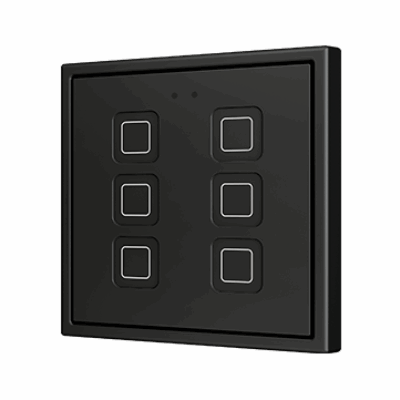 ZVIT70X6A – Tecla 70 X6. Pulsador capacitivo de policarbonato 70×70 – 6 botones – Antracita (marco ZS70 no incluido).