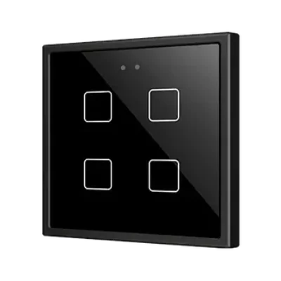 Flat 70 X4. Pulsador capacitivo de cristal 70×70 – 4 botones – Antracita (marco ZS70 no incluido).
