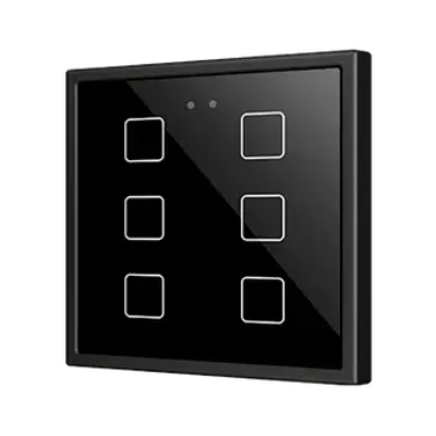 Flat 70 X6. Pulsador capacitivo de cristal 70×70 – 6 botones – Antracita (marco ZS70 no incluido).