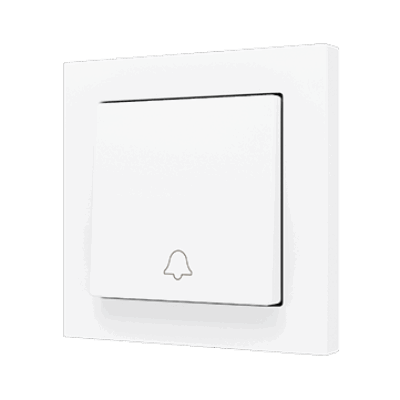 ZS551PB1DMW – ZS55. Pulsador Soft simple para 1 entrada binaria 55×55 mm – Icono de timbre – Blanco mate.