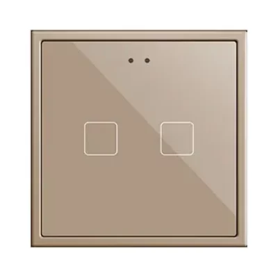 Flat 70 X2. Pulsador capacitivo de cristal 70×70 – 2 botones – Champagne (marco ZS70 no incluido)