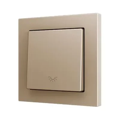 ZS551PB1LC – ZS55. Pulsador Soft simple para 1 entrada binaria 55×55 mm – Icono de luz – Champagne.