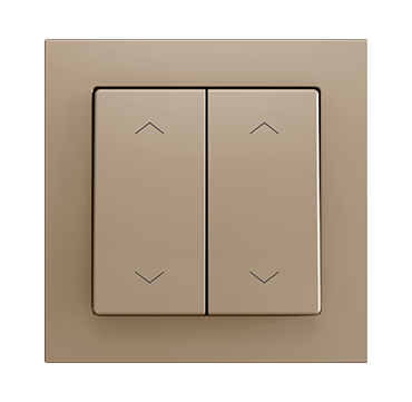 ZS55. Pulsador Soft doble para 4 entradas binarias 55x55 mm - Icono de persiana – Champagne.