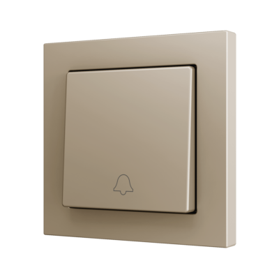 ZS551PB1DC – ZS55. Pulsador Soft simple para 1 entrada binaria 55×55 mm – Icono de timbre – Champagne.