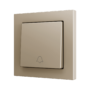 ZS551PB1DC - ZS55. Pulsador Soft simple para 1 entrada binaria 55x55 mm – Icono de timbre - Champagne.