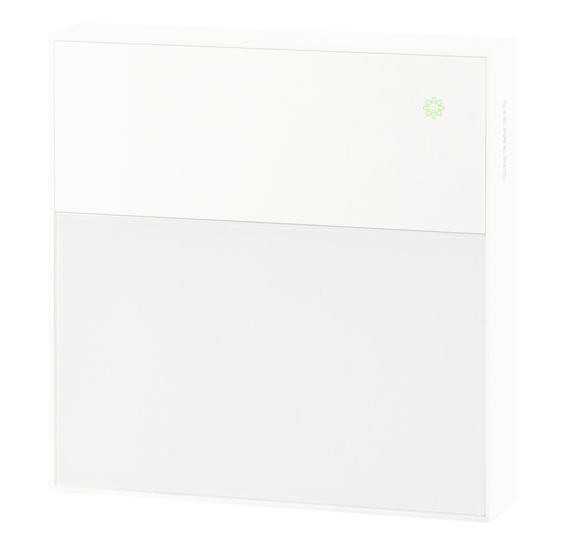 QPA2161 - Sensor de CO2 ambiente, con NDIR de doble canal, salida activa (Ej. DC 0...10 V, 4...20 mA, etc), color blanco, puesta en marcha con app Quick Config.