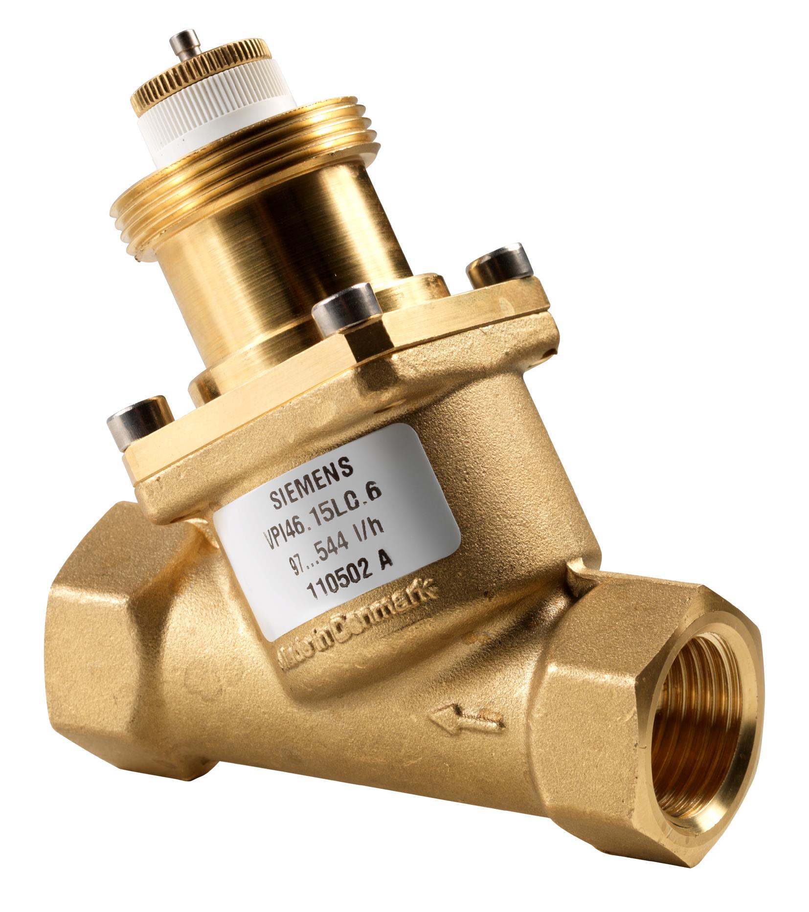 VPI46.20L0.6 - Válvula PICV proporcional, rosca interna, carrera 5 mm, circuito cerrado, temperatura del medio 1... 120 °C, PN25, DN20, kvs 100... 575/h, sin tomas.