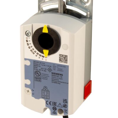 GLA161.1E – Actuador de compuerta de aire de funcionamiento rápido, CA/CC 24 V, control proporcional 0-10 vcc, 10 Nm, 90 s.