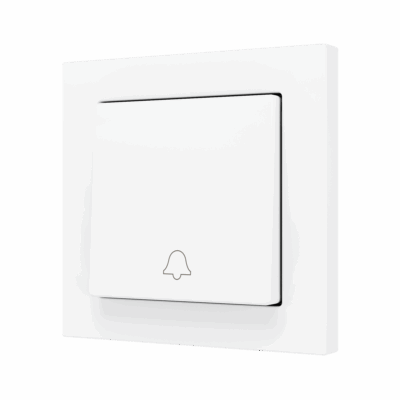 ZS55CSOFT11DMW – ZS55. Tecla simple para pulsador Soft KNX 55×55 mm. Pulsación abajo – Icono de timbre – Blanco mate.