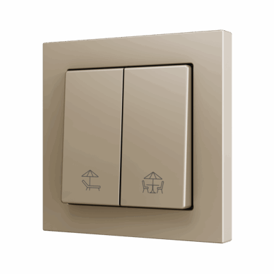 ZS55CSOFT22CC – ZS55. Tecla doble para pulsador Soft KNX 55×55 mm. Pulsación abajo – Champagne – Personalizada. Mínimo 100 unidades por diseño.