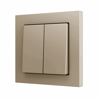 ZS55CSOFT22C – ZS55. Tecla doble para pulsador Soft KNX 55×55 mm. Pulsación abajo – Champagne.