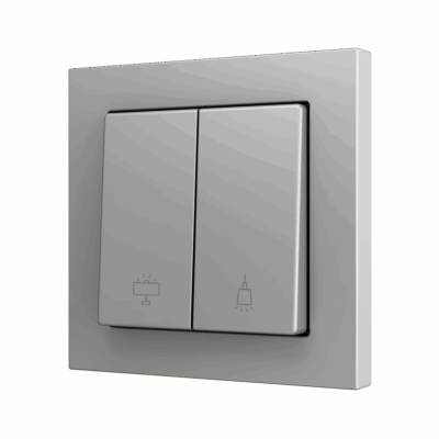 ZS55CSOFT22SC – ZS55. Tecla doble para pulsador Soft KNX 55×55 mm. Pulsación abajo – Silver – Personalizada. Mínimo 100 unidades por diseño.