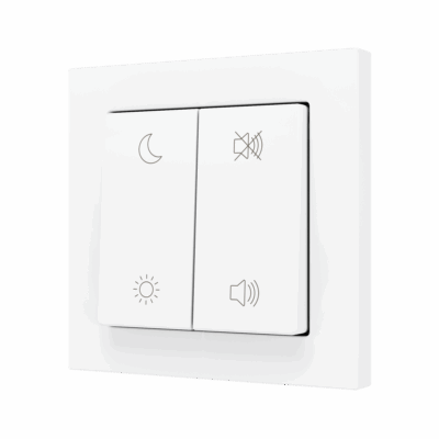 ZS55CSOFT24MWC – ZS55. Tecla doble para pulsador Soft KNX 55×55 mm. Pulsación arriba&abajo – Blanco mate – Personalizada. Mínimo 100 unidades por diseño.