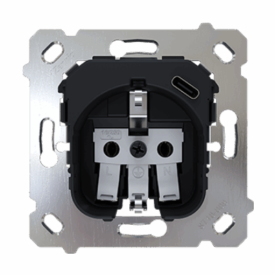 ZSIF1US – ZS55/ZS70. Base de enchufe Francés 16 A / 250 V ~ con USB C – Conexión rápida (sin tapa).