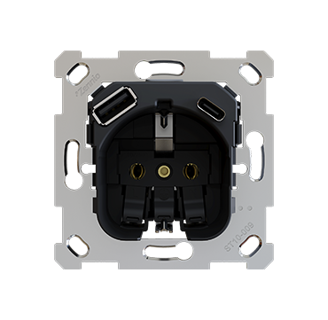 ZSIF2US - ZS55/ZS70. Base de enchufe Francés 16 A / 250 V ~ con USB C y A - (sin tapa).