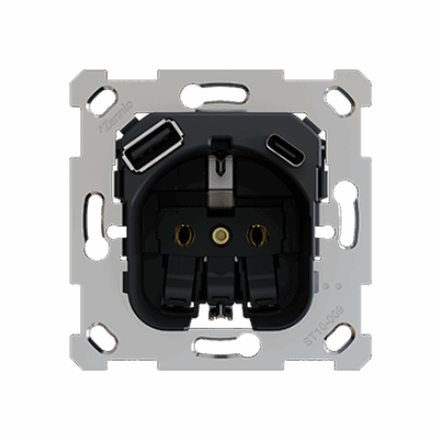 ZSISC2US – ZS55/ZS70. Base de enchufe Schuko 16 A / 250 V ~ con USB C y A (sin tapa).