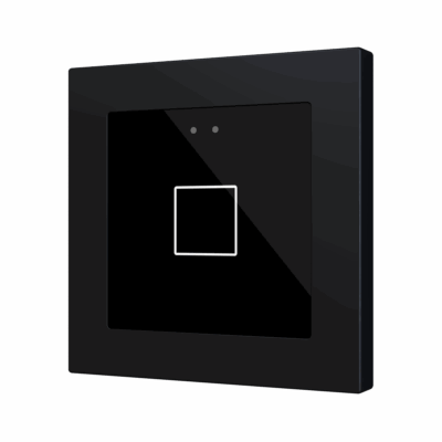 ZVIFR55X1A – Flat RGB 55 X1. Pulsador capacitivo de cristal 55×55 – 1 botón – Antracita (marco ZS55 no incluido).