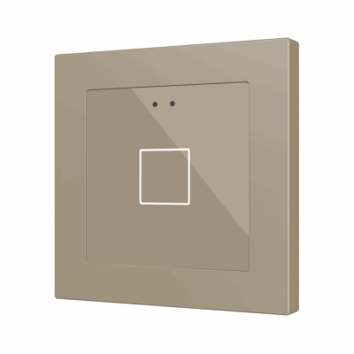 ZVIFR55X1C – Flat RGB 55 X1. Pulsador capacitivo de cristal 55×55 – 1 botón – Champagne (marco ZS55 no incluido).