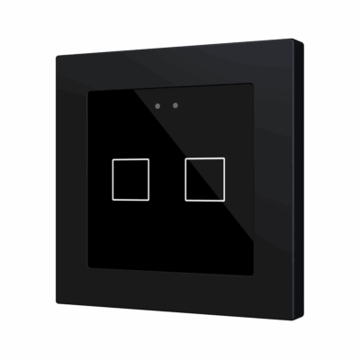 ZVIFR55X2A – Flat RGB 55 X2. Pulsador capacitivo de cristal 55×55 – 2 botones – Antracita (marco ZS55 no incluido).
