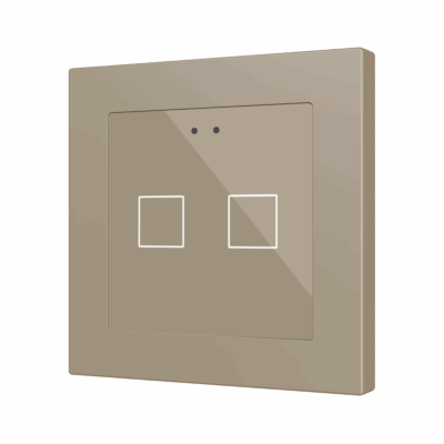 ZVIFR55X2C – Flat RGB 55 X2. Pulsador capacitivo de cristal 55×55 – 2 botones – Champagne (marco ZS55 no incluido).