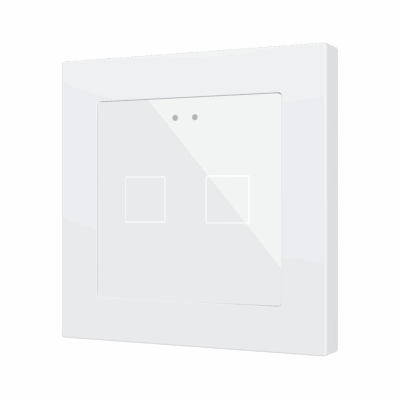 ZVIFR55X2W – Flat RGB 55 X2. Pulsador capacitivo de cristal 55×55 – 2 botones – Blanco (marco ZS55 no incluido).