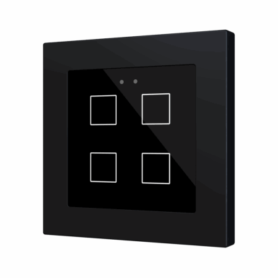 ZVIFR55X4A – Flat RGB 55 X4. Pulsador capacitivo de cristal 55×55 – 4 botones – Antracita (marco ZS55 no incluido).