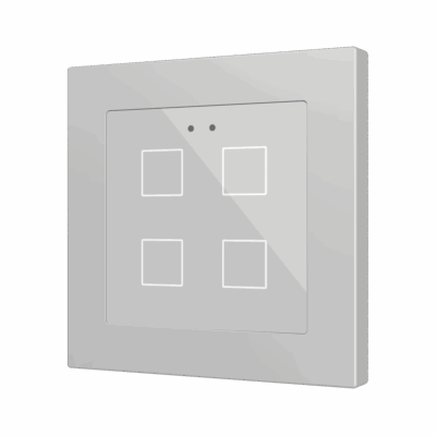 ZVIFR55X4S – Flat RGB 55 X4. Pulsador capacitivo de cristal 55×55 – 4 botones – Plata (marco ZS55 no incluido).