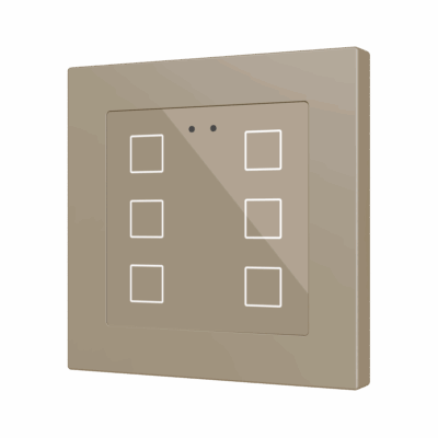 ZVIFR55X6C – Flat RGB 55 X6. Pulsador capacitivo de cristal 55×55 – 6 botones – Champagne (marco ZS55 no incluido).
