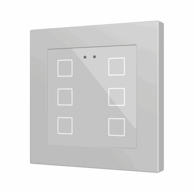 ZVIFR55X6S – Flat RGB 55 X6. Pulsador capacitivo de cristal 55×55 – 6 botones – Plata (marco ZS55 no incluido).