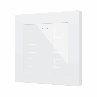 ZVIFR55X6W – Flat RGB 55 X6. Pulsador capacitivo de cristal 55×55 – 6 botones – Blanco (marco ZS55 no incluido).