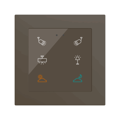 ZVIFR55X6 – Flat RGB 55 X6. Pulsador capacitivo de cristal 55×55 – 6 botones – Personalizado (marco ZS55 no incluido).
