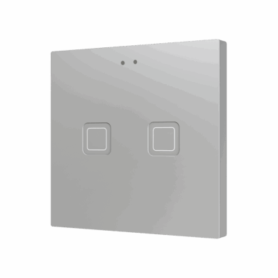 ZVITR2S – Tecla RGB 2. Pulsador capacitivo de policarbonato – 2 botones – Plata.