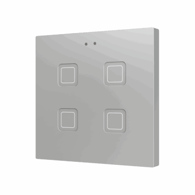 ZVITR4S – Tecla RGB 4. Pulsador capacitivo de policarbonato – 4 botones – Plata.