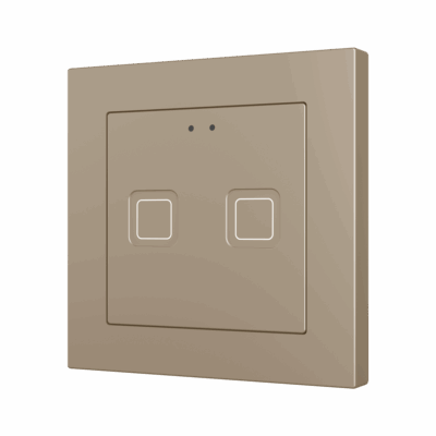 ZVITR55X2C – Tecla RGB 55 X2. Pulsador capacitivo de policarbonato 55×55 – 2 botones – Champagne (marco ZS55 no incluido).