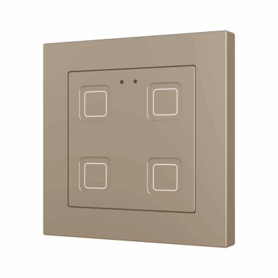 ZVITR55X4C – Tecla RGB 55 X4. Pulsador capacitivo de policarbonato 55×55 – 4 botones – Champagne (marco ZS55 no incluido).