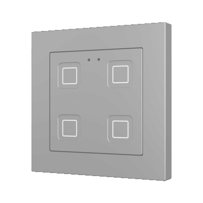 ZVITR55X4S – Tecla RGB 55 X4. Pulsador capacitivo de policarbonato 55×55 – 4 botones – Plata (marco ZS55 no incluido).