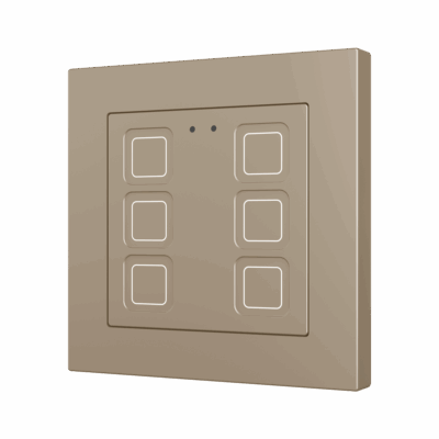ZVITR55X6C – Tecla RGB 55 X6. Pulsador capacitivo de policarbonato 55×55 – 6 botones – Champagne (marco ZS55 no incluido).