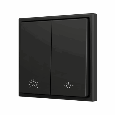 ZS702PB2AC – ZS70. Pulsador Soft doble para 2 entradas binarias 70×70 mm – Antracita – Personalizado. Mínimo 100 unidades por diseño.