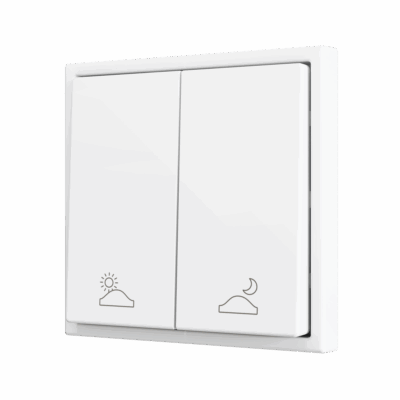 ZS702PB2MWC – ZS70. Pulsador Soft doble para 2 entradas binarias 70×70 mm – Blanco – Personalizado. Mínimo 100 unidades por diseño.