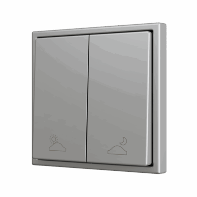 ZS702PB2SC – ZS70. Pulsador Soft doble para 2 entradas binarias 70×70 mm – Plata – Personalizado. Mínimo 100 unidades por diseño.