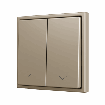 ZS702PB2SHC – ZS70. Pulsador Soft doble para 2 entradas binarias 70×70 mm – Icono de persiana – Champagne.